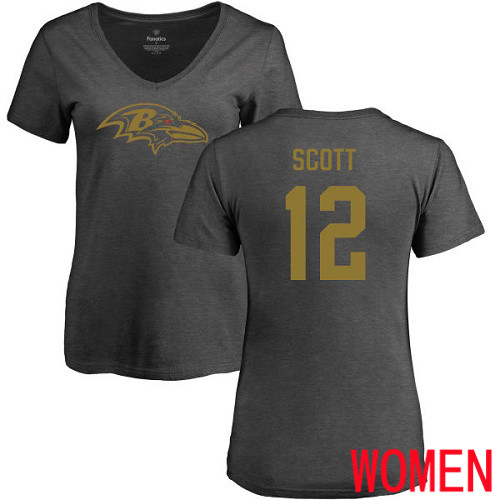 Baltimore Ravens Ash Women Jaleel Scott One Color NFL Football #12 T Shirt->nfl t-shirts->Sports Accessory